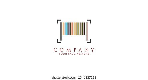 Diseño de logotipo de código de barras de color completo con concepto único Vector premium