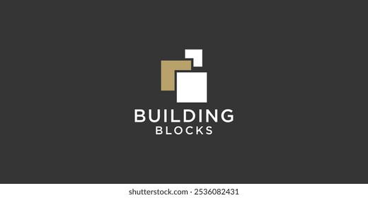 full collor building blocks logo design premium vector