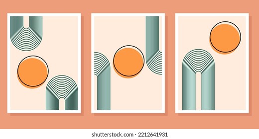 Full color abstract boho shape set