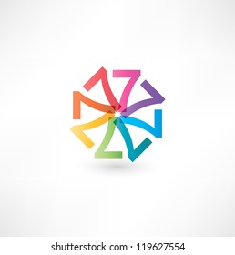 Full color abstract figure of the numbers 7
