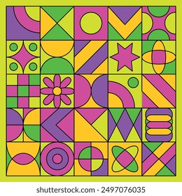 Full color abstract geometric pattern design. Vector illustration.