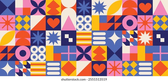 Full color abstract geometric shape pattern background vector