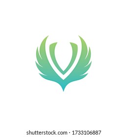 full color abstract illustration of a modern flying bird for logo premium vector
