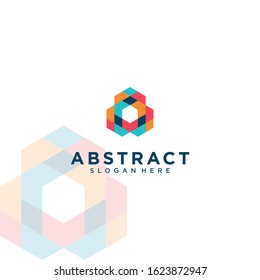 full color abstract polygon design logo