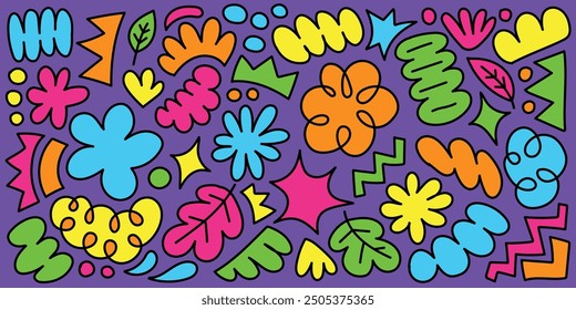 Full color abstract shape pattern illustration doodle style