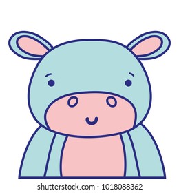 full color adorable and happy hippopotamus wild animal