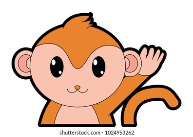 full color adorable monkey cute animal character