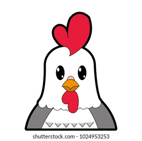 full color adorable rooster cute animal character