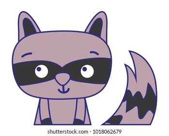 full color adorable and surprised raccoon wild animal