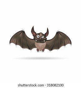 Full color bat drawn vector illustration on white background for Halloween