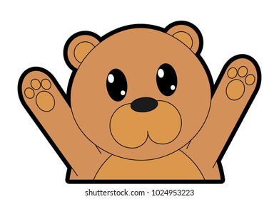 full color bear cute animal with hands up
