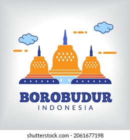 full color the beauty of the Borobudur temple in Indonesia