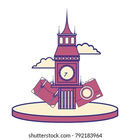 full color big ben of london with backpack and camera journey