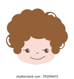 full color boy head with curly hair and rogue face