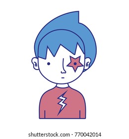 full color boy rocker with star tattoo and t-shirt