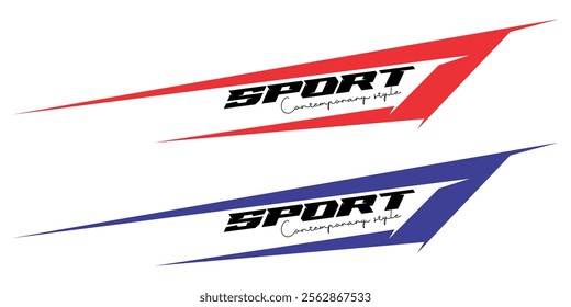 Full color broken line shape vector, and SPORT text, vehicle sticker print main design.