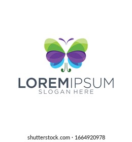 full color butterfly logo design vector graphics illustration