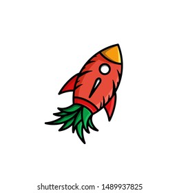full color carrot rocket vector logo on a white background