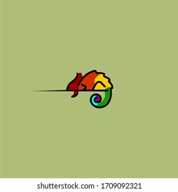 Full color chameleon design vector