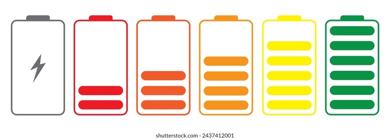 full color charging icons set for web, app, eps10