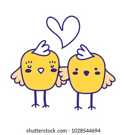 full color chicks couple together and love heart