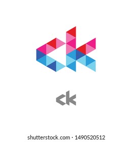 full color ck font logo, modern style ck icon