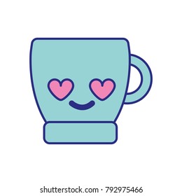 full color coffee cup in love kawaii cartoon