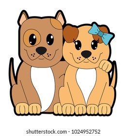 full color couple dog cute animal together