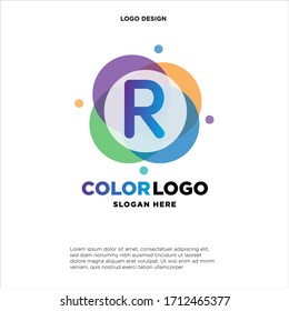 full color creative pixel bubble letter R logo design