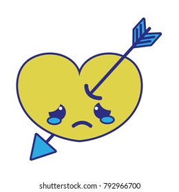 full color crying heart with arrow kawaii character