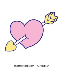 full color cute heart with art arrow icon