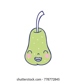 full color cute pear kawaii smile fruit