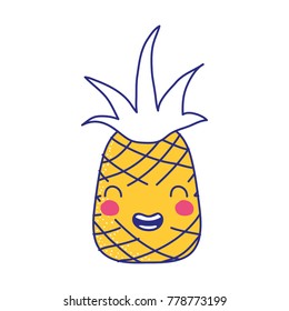 full color cute pineapple kawaii smile fruit