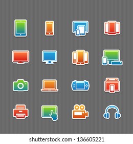 Full color device symbol icon set vector illustration