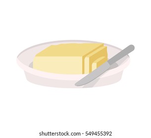 full color dish with butter and knife