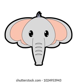 full color elephant head cute animal character