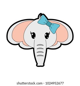 full color female elephant head cute animal