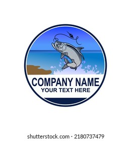 Full Color Fishing Club Logo Illustration Image