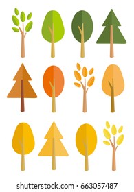 Full color Flat design trees 