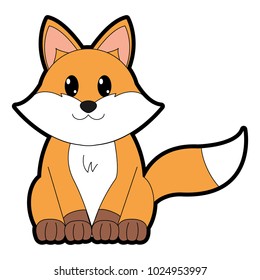 full color fox cute wild animal character