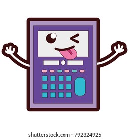 full color funny calculator object kawaii with arms