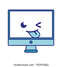 full color funny computer screen kawaii cartoon
