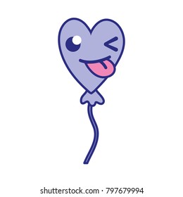 full color funny heart balloon kawaii cartoon