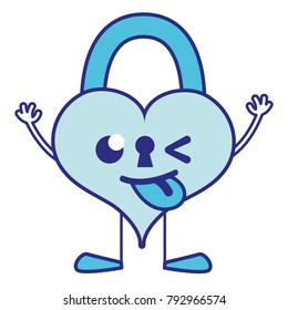 full color funny heart padlock kawaii with arms and legs