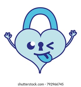 full color funny heart padlock kawaii personage