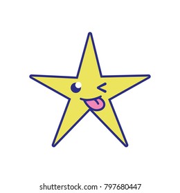 full color funny shiny star kawaii cartoon