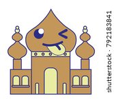 full color funny taj mahal kawaii cartoon