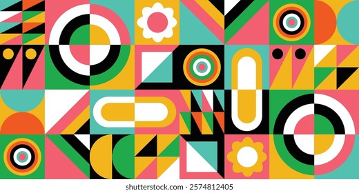 Full color geometric shape background vector