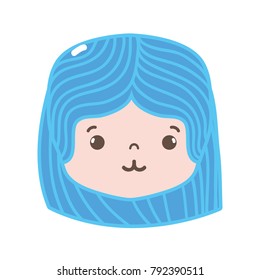 full color girl head with hairstyle and tender face