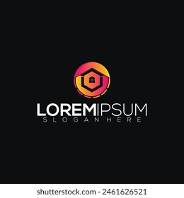 full color gradient house logo, modern combination illustration